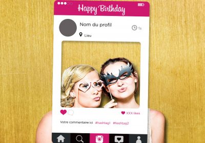 cadre photobooth instagram personnalise rose evenement decoration