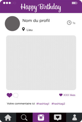 Cadre polaroid géant Instagram violet personnalisable