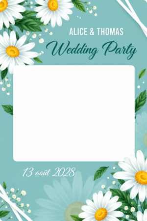 Cadre-photobooth-mariage-marguerite-vert-pastel-personnalisable-bis