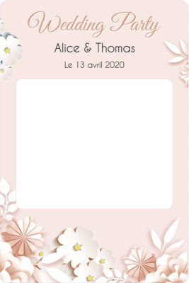 Cadre photobooth mariage personalisable fleurs pastel