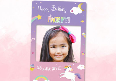 creation cadre photobooth anniversaire enfant licorne party