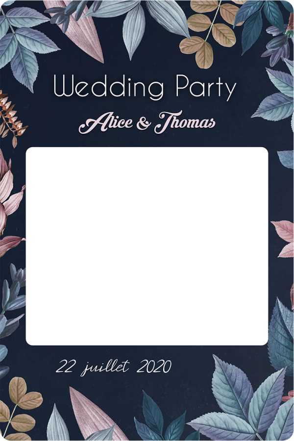 Creation cadre photobooth mariage blue botanical