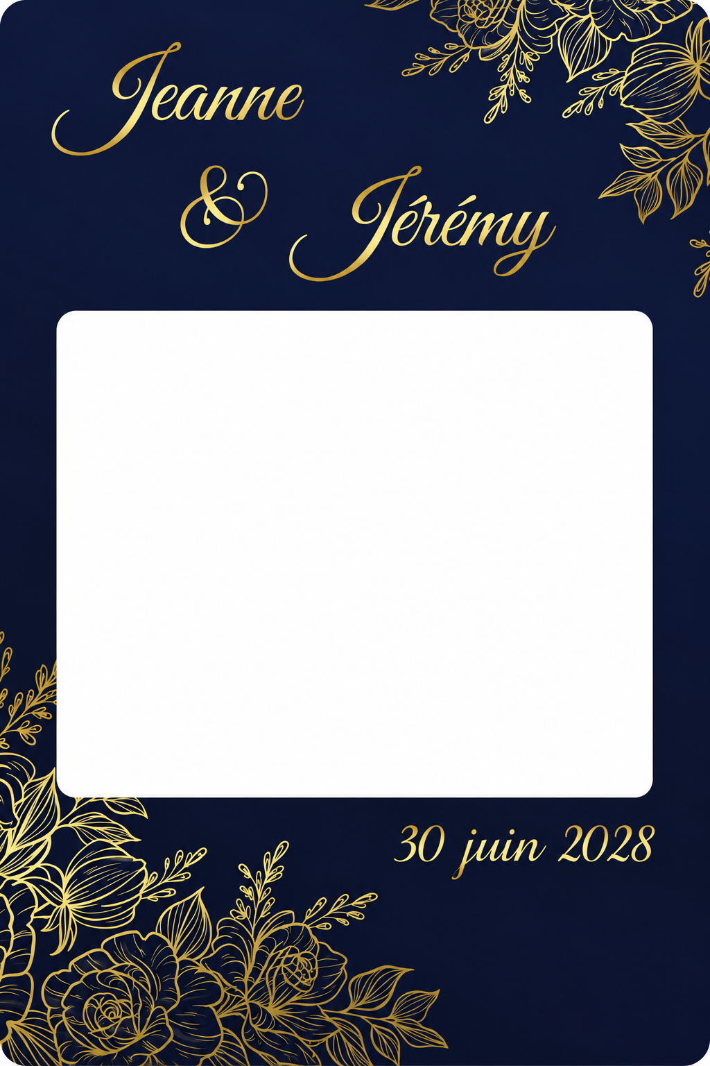cadre-photobooth-mariage-personnalise-bleu-nuit-fleurs-dorees-bis cadre-photobooth-mariage-personnalise-bleu-nuit-fleurs-dorees-bis