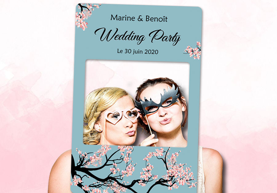 Creation cadre photobooth mariage Sakura fleurs roses