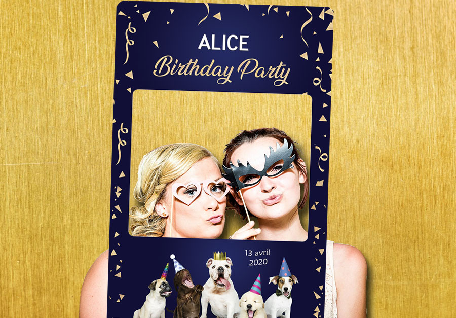 Cadre photobooth animation anniversaire chiens