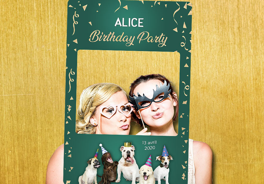 Cadre photobooth anniversaire animation fans chiens animaux