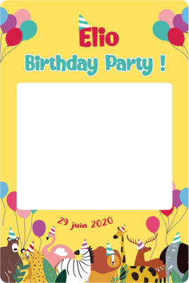 Cadre photobooth anniversaire enfant animaux safari party