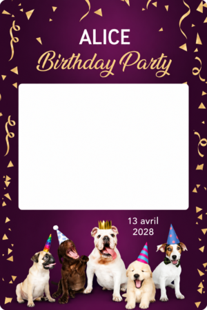 Cadre-photobooth-anniversaire-fan-chien-animaux-rose-bis600x900