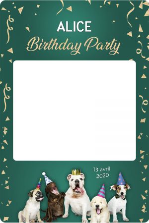 Cadre photobooth anniversaire fan chiens animaux vert
