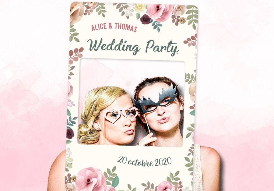 Cadre photobooth fleurs mariage evenement