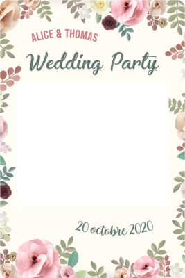 Cadre photobooth floral personnalisable mariage