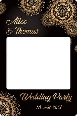 Cadre-photobooth-mariage-mandala-noir-or-delegant