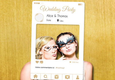 Cadre photobooth instagram personnalisable blanc or