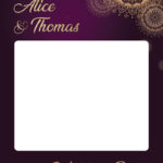 Cadre photobooth personnalisable mariage violet or