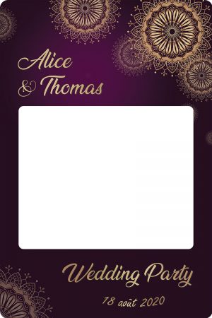 Cadre photobooth personnalisable mariage violet or