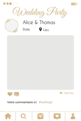 Cadre photobooth Instagramm personnalise Blanc et Or
