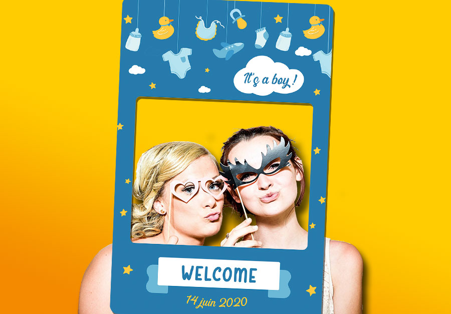 cadre photobooth animation fete baby shower garcon