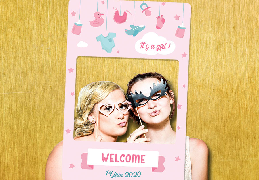 cadre photobooth idee animation fete baby shower fille