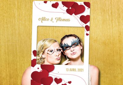cadre photobooth mariage decoration or rouge