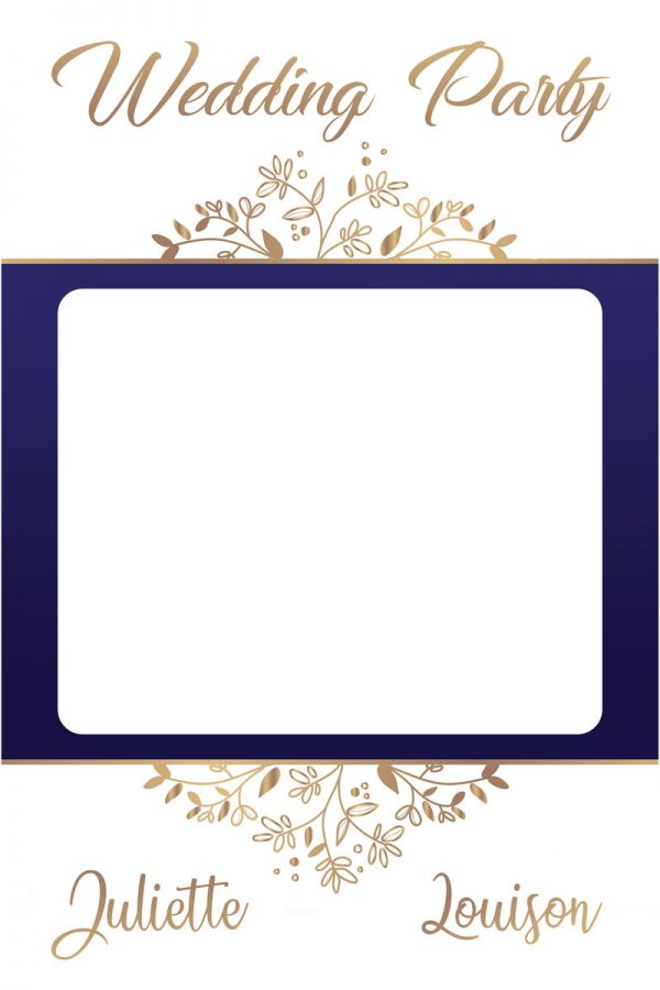 cadre-photobooth-mariage-decoration-bleu-ornement-or