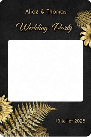 Cadre photobooth de mariage doré et élégant