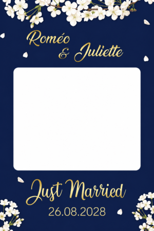 Cadre Photobooth personnalisable - Sakura or & bleu
