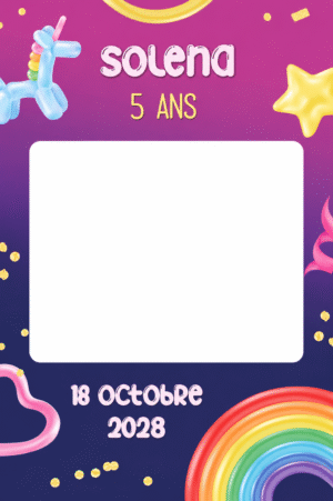 Cadre photobooth personnalisable - Rainbow balloon