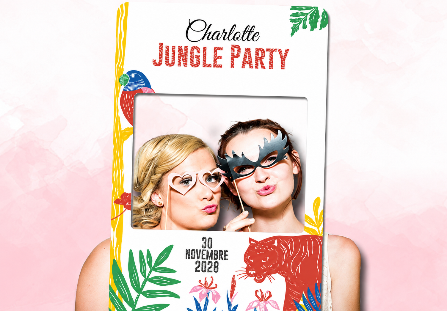 Cadre à selfie personnalisable – Jungle Party Cadre à selfie personnalisable – Jungle Party