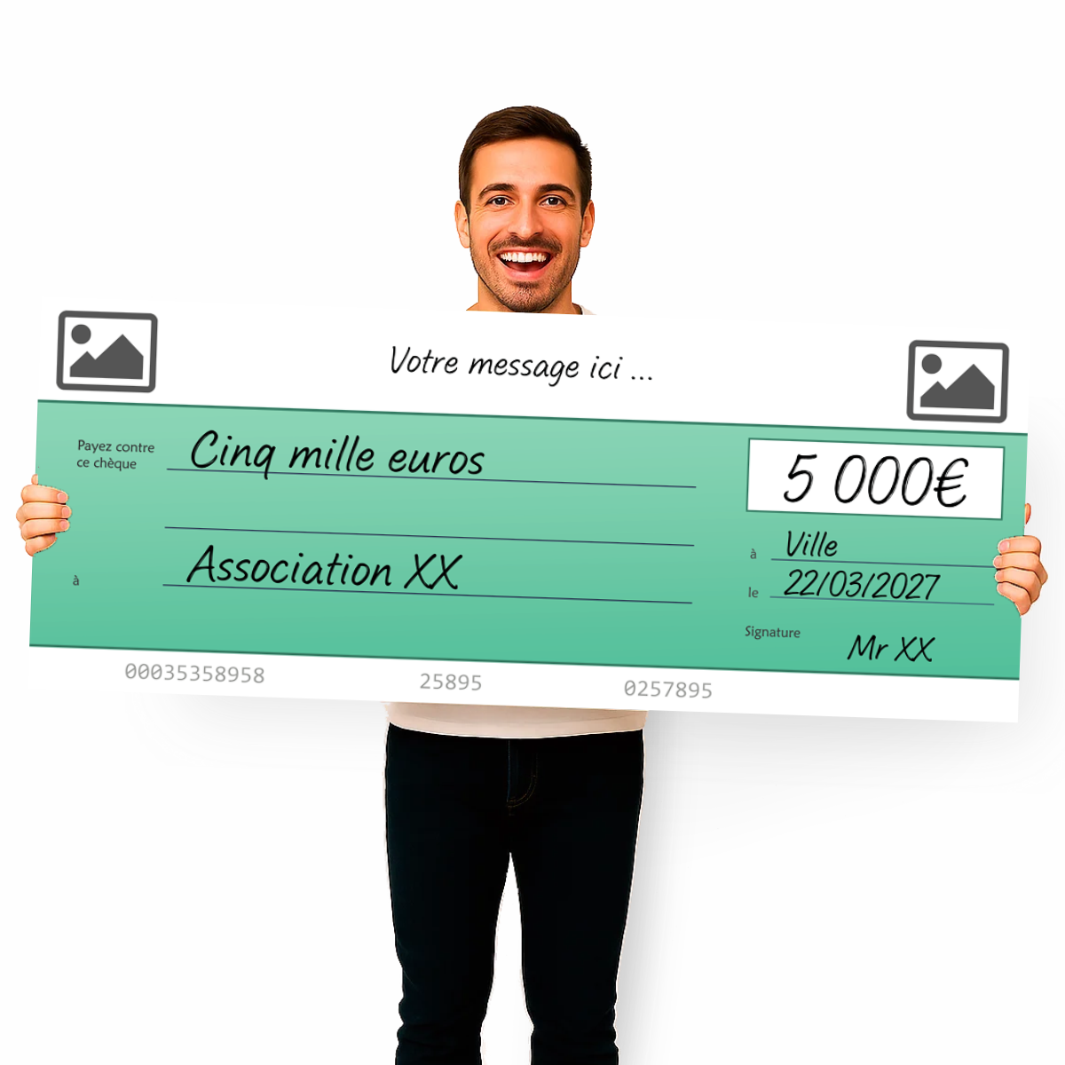 Cheque factice modele a personnaliser vert Cheque factice modele a personnaliser vert