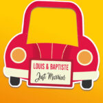 Cadre Photobooth à personnaliser - Voiture des mariés Rouge