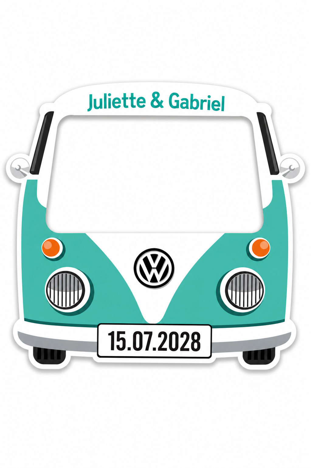 cadre photobooth camper van vert personnalisable