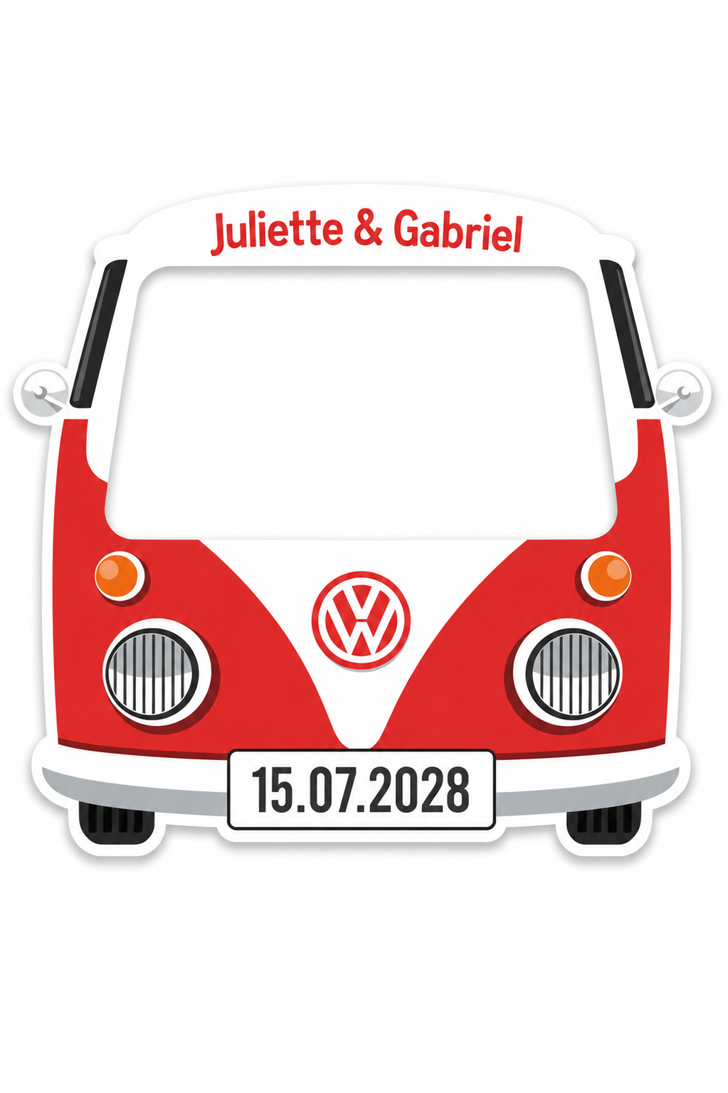 cadre photobooth camper van rouge personnalisable