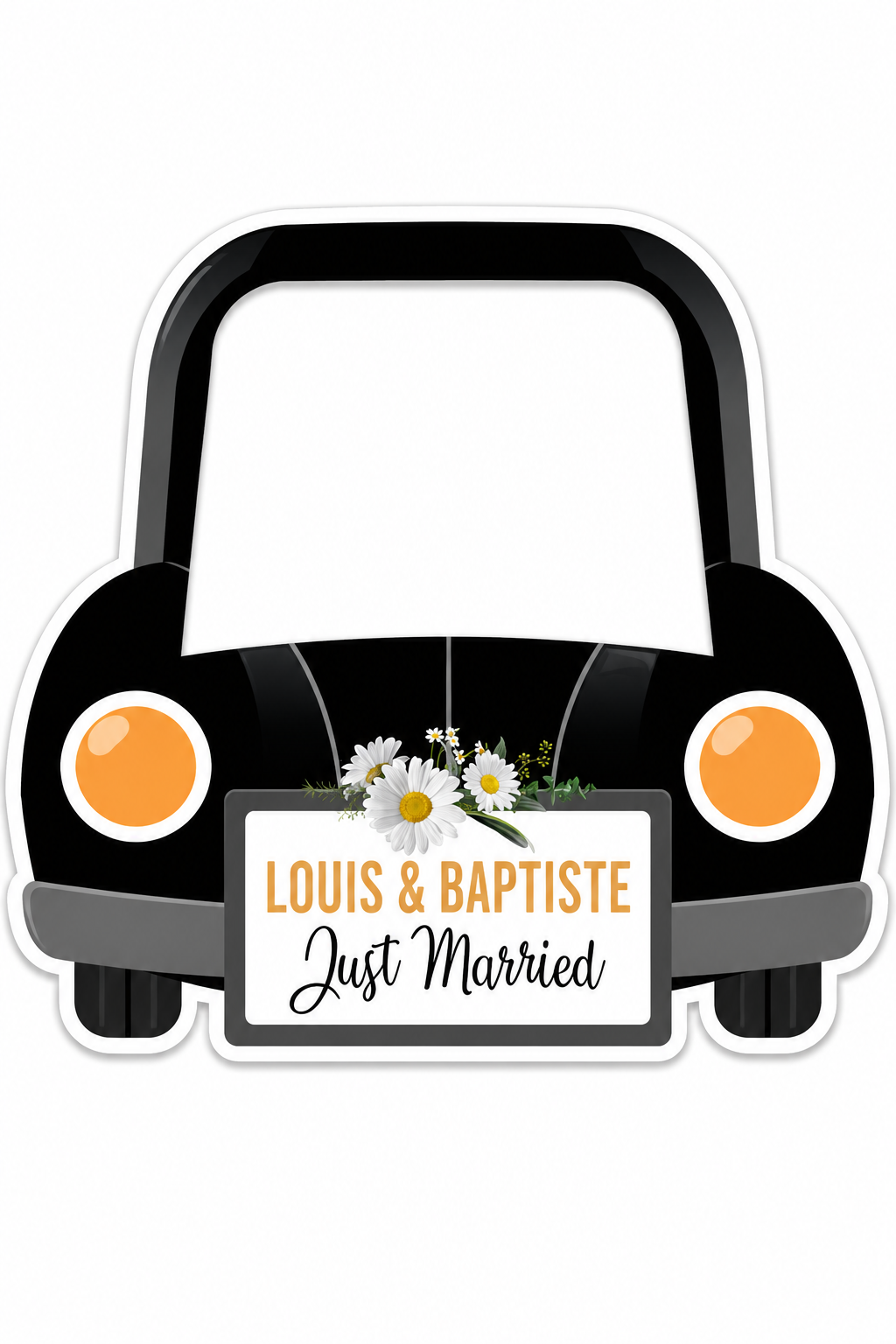 Cadre Photobooth à personnaliser – Voiture des mariés Noire