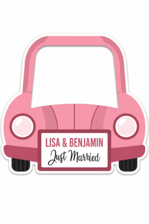Cadre Photobooth à personnaliser – Voiture des mariés Rose