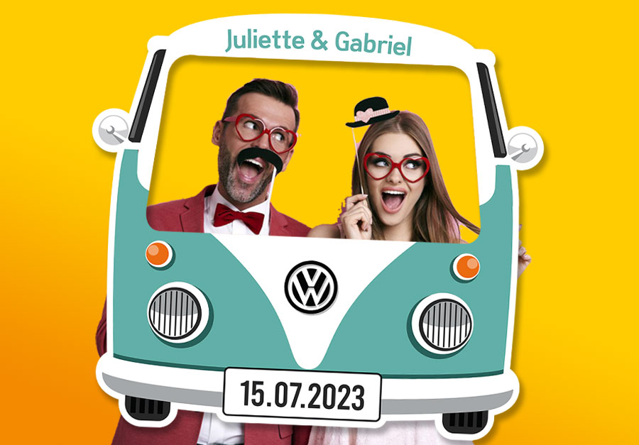 Impression-Cadre-photobooth-camper-van-vert-personnalisable