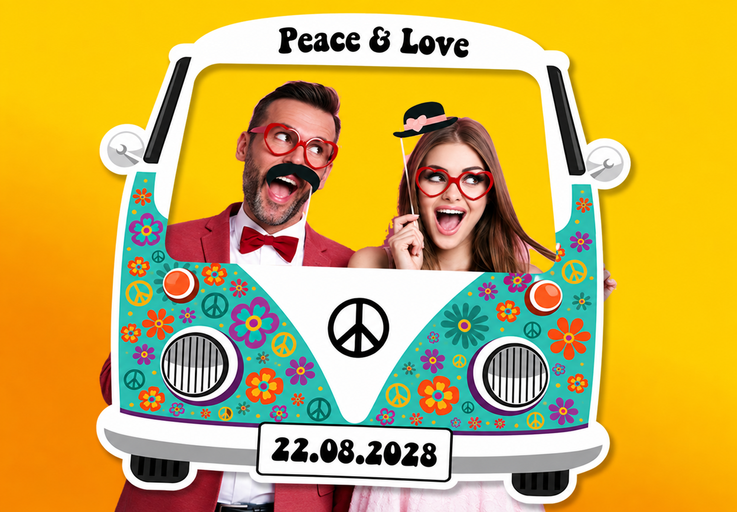 Cadre Photobooth à personnaliser – Camper Van Hippie Vert Cadre Photobooth à personnaliser – Camper Van Hippie Vert