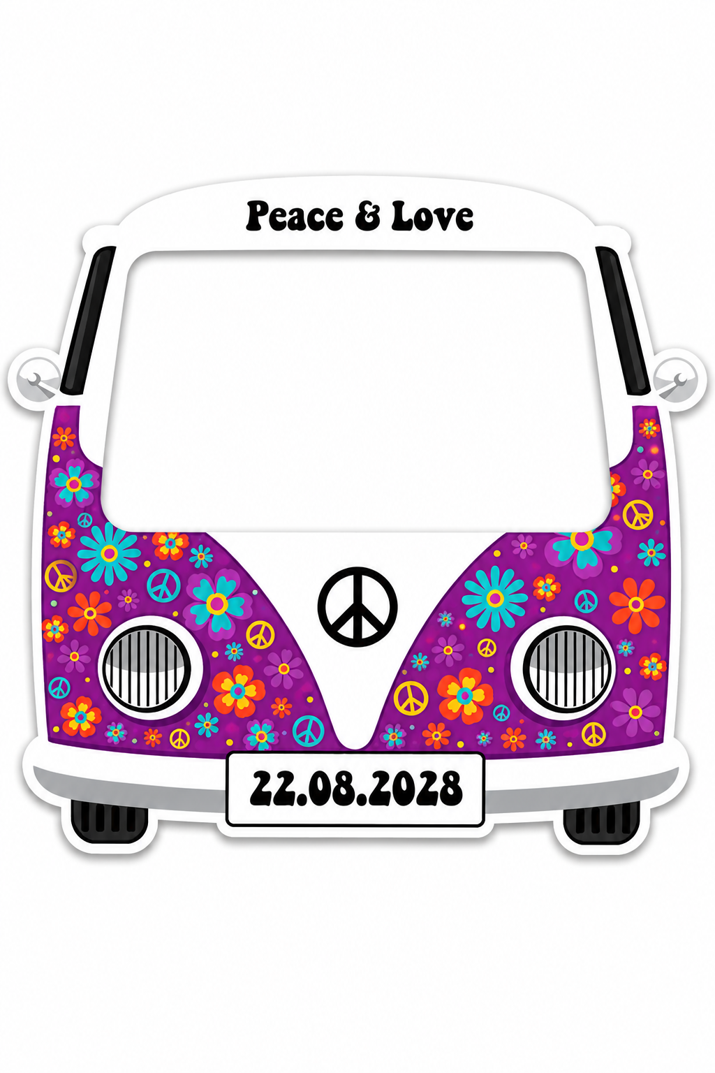 Cadre Photobooth à personnaliser - Camper Van Hippie Violet