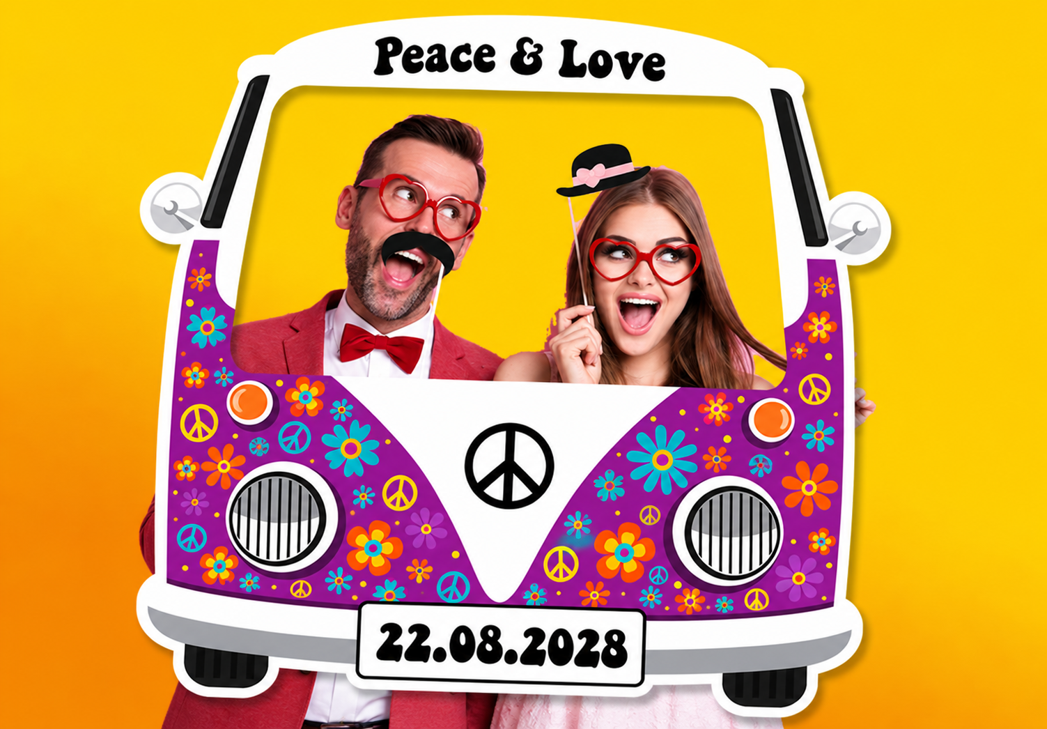 Cadre Photobooth à personnaliser - Camper Van Hippie Violet Cadre Photobooth à personnaliser - Camper Van Hippie Violet