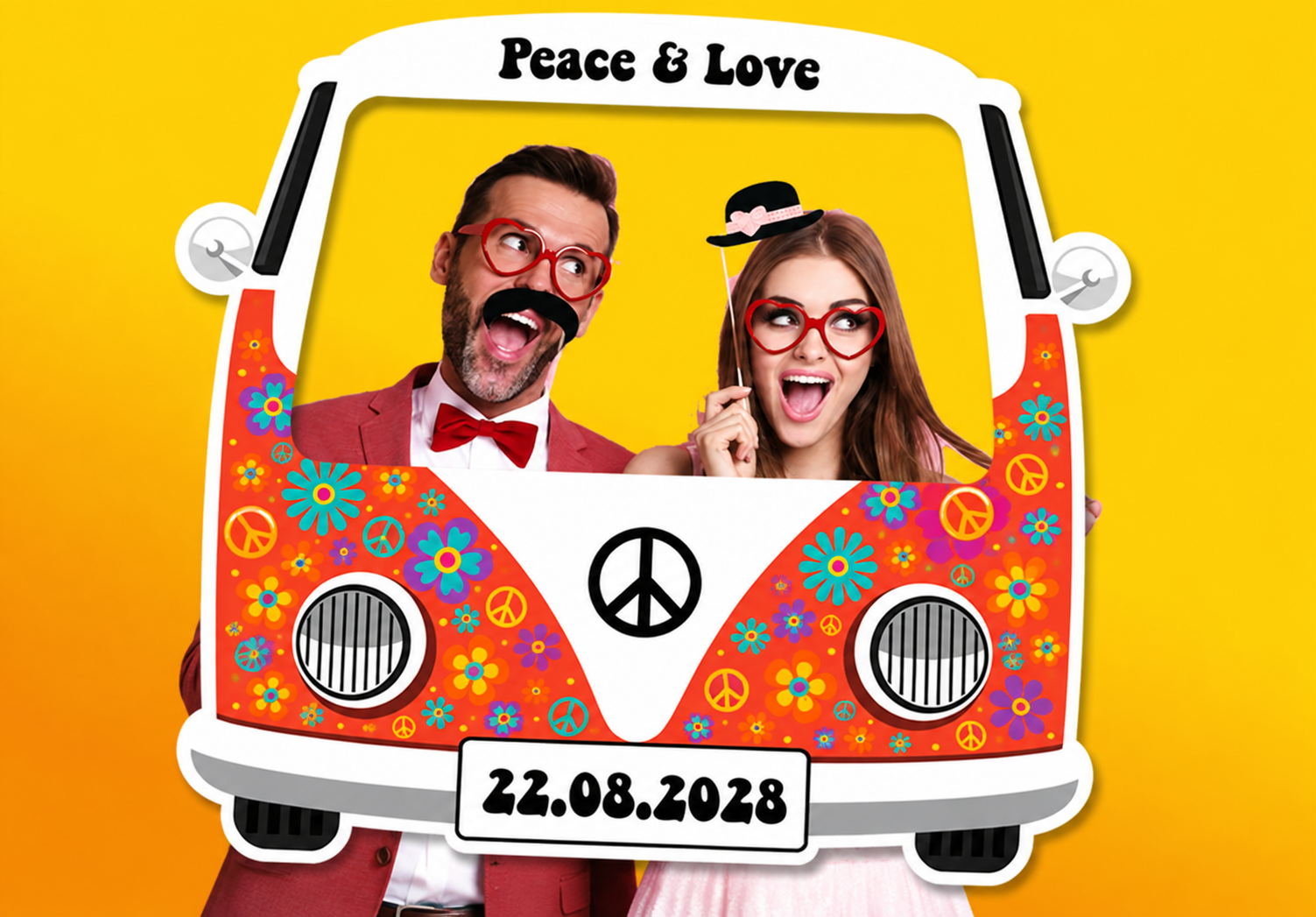 Cadre Photobooth à personnaliser – Camper Van Hippie Rouge Cadre Photobooth à personnaliser – Camper Van Hippie Rouge