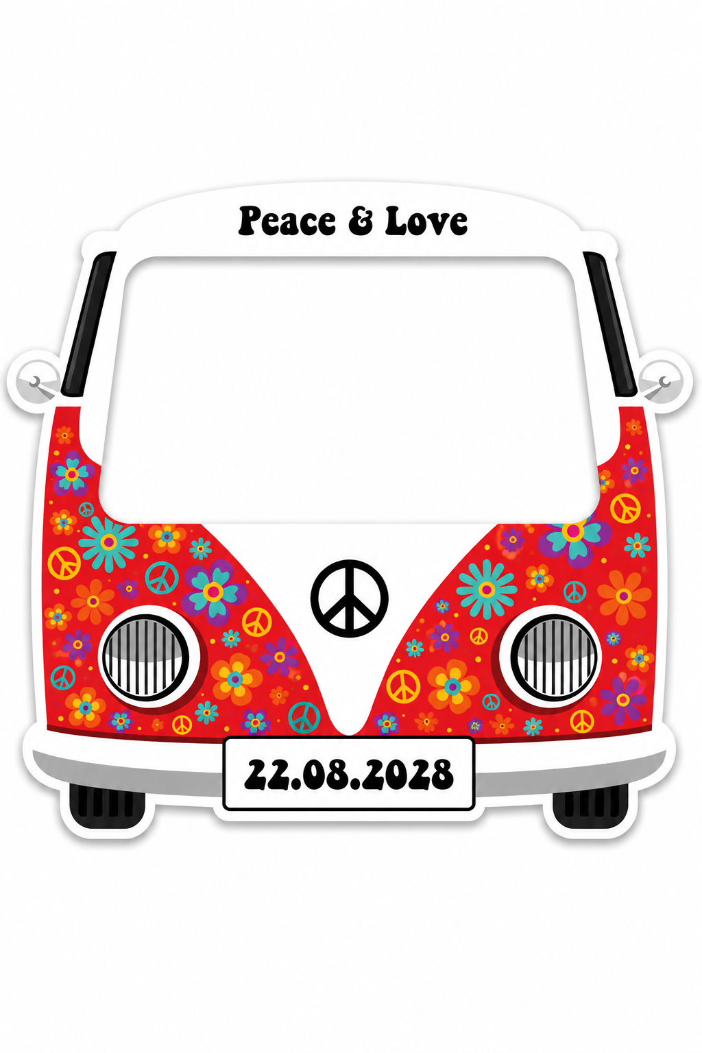 Cadre Photobooth à personnaliser – Camper Van Hippie Rouge