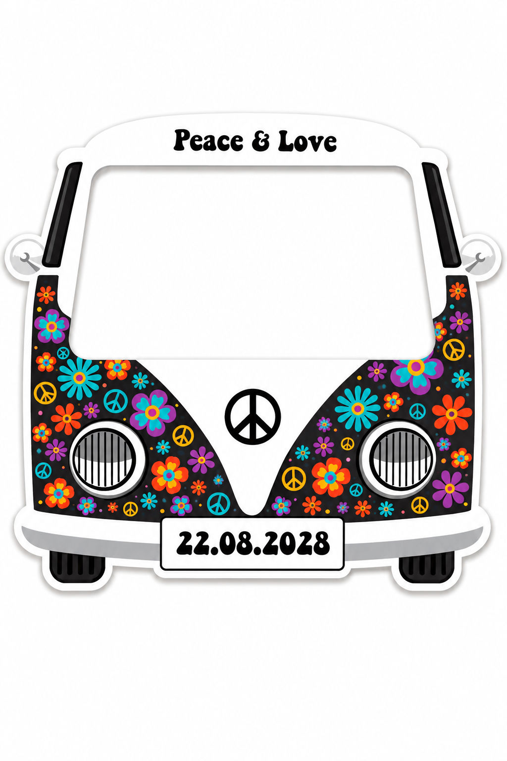 Cadre Photobooth à personnaliser – Camper Van Hippie Noir