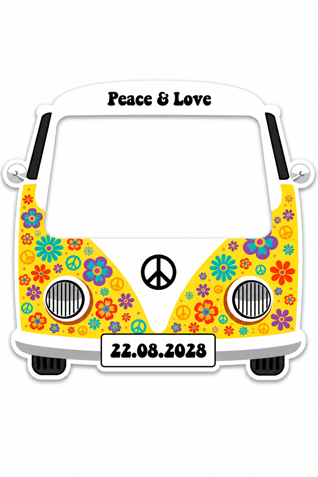Cadre Photobooth à personnaliser - Camper Van Hippie Jaune