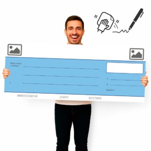 Impression-Cheque factice géant personnalisable effacable a sec