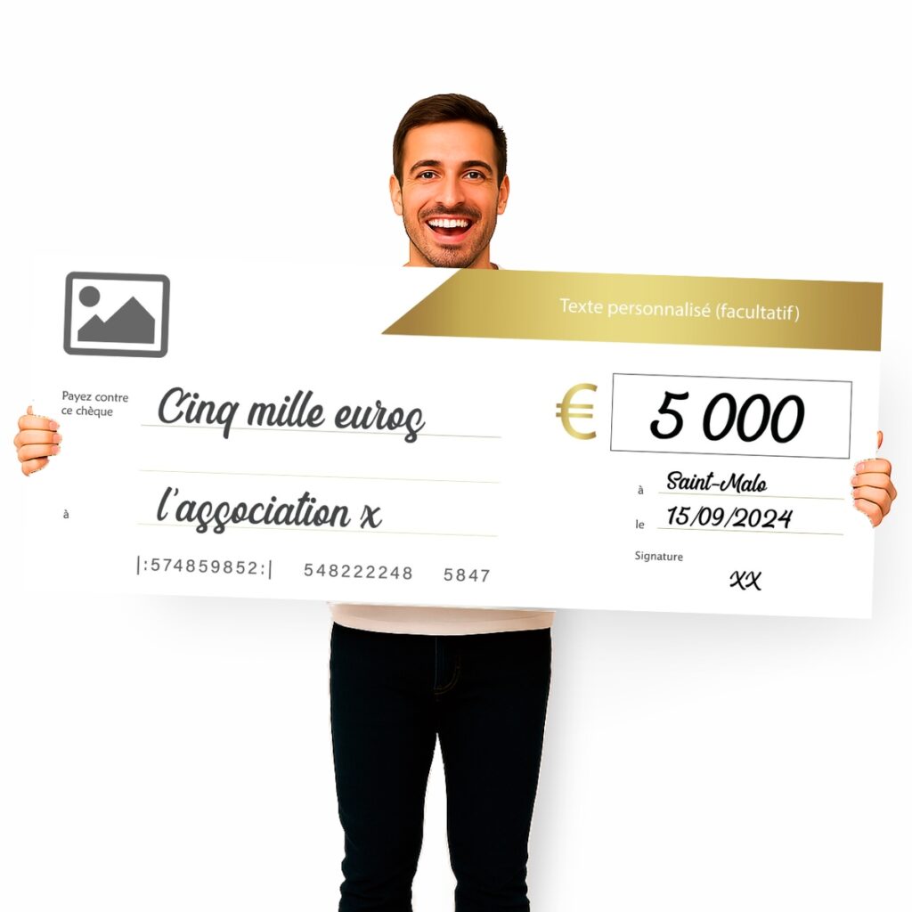 Chèque Géant Effaçable à Sec - 76,2 X 40,6 Cm, Papier Couché 300g, Pour Présentations, Farces, événements