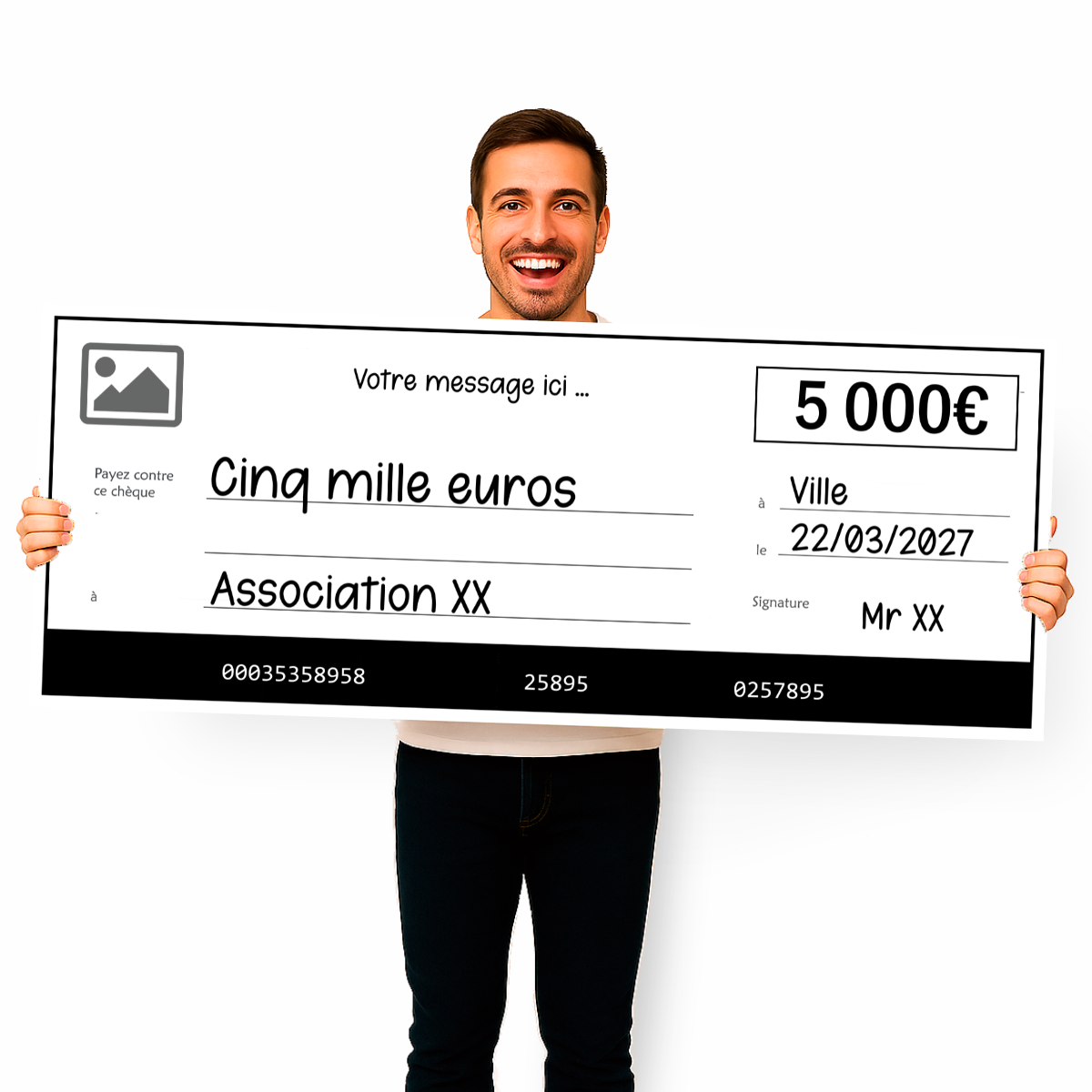 Faux chèque géant à personnaliser - création en ligne - Noir Faux chèque géant à personnaliser - création en ligne - Noir
