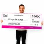 Faux chèque géant à personnaliser - création en ligne - Rose
