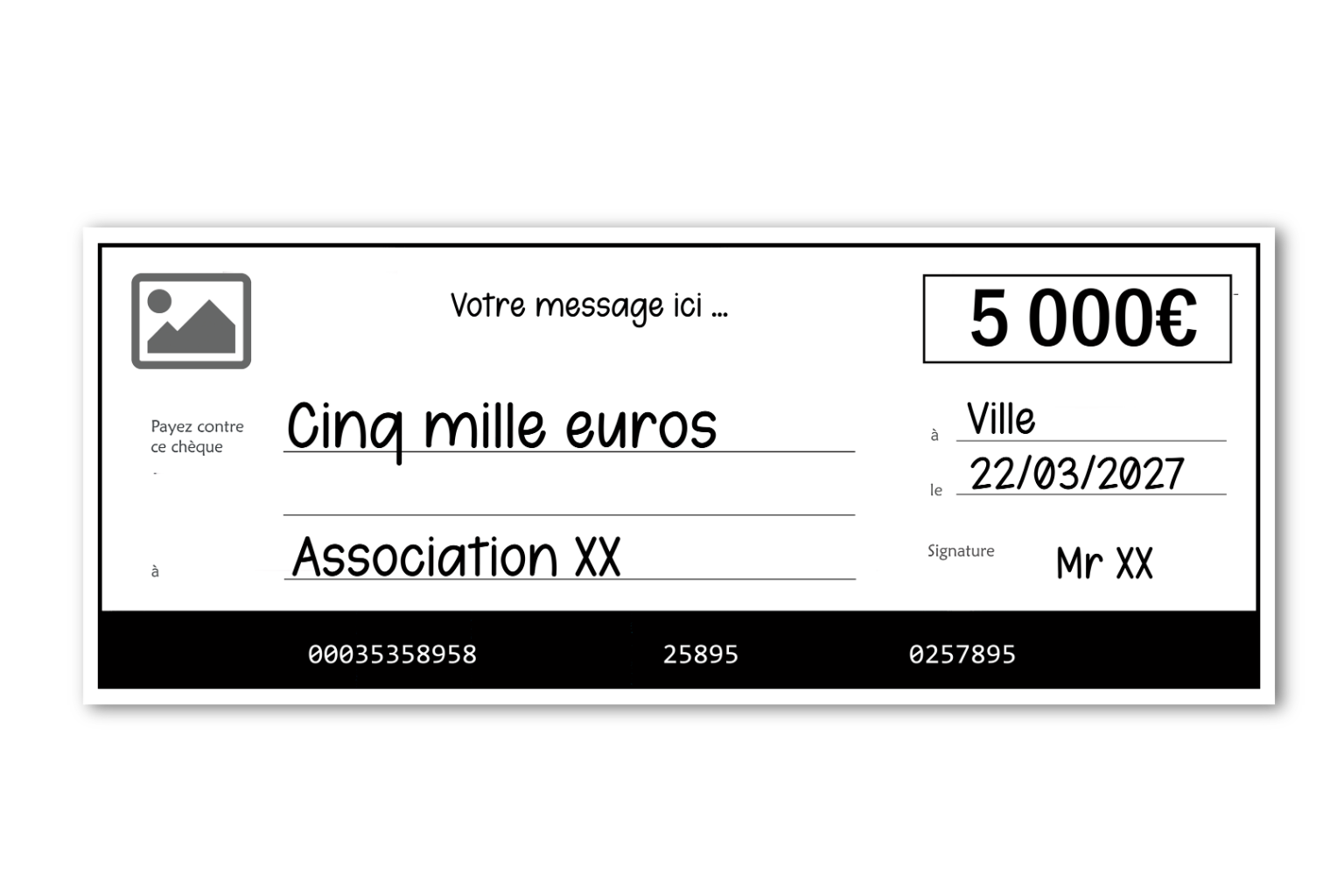 Faux chèque géant à personnaliser en ligne - Noir Faux chèque géant à personnaliser en ligne - Noir