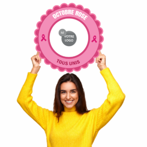 Badge géant octobre rose a personnaliser