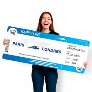 Faux billet de train a personnaliser en ligne BLEU