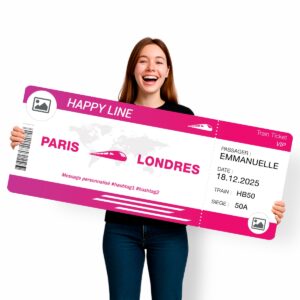Faux billet de train a personnaliser en ligne ROSE